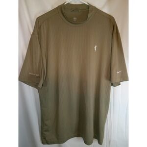 Vintage Nike Golf Spanish Bay Polo Shirt Striped Short Sleeve Athletic Olive Lge